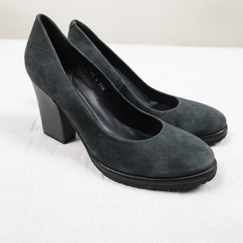 AUDLEY London Green Suede Leather Pumps Shoes Women's 39.5 Heels